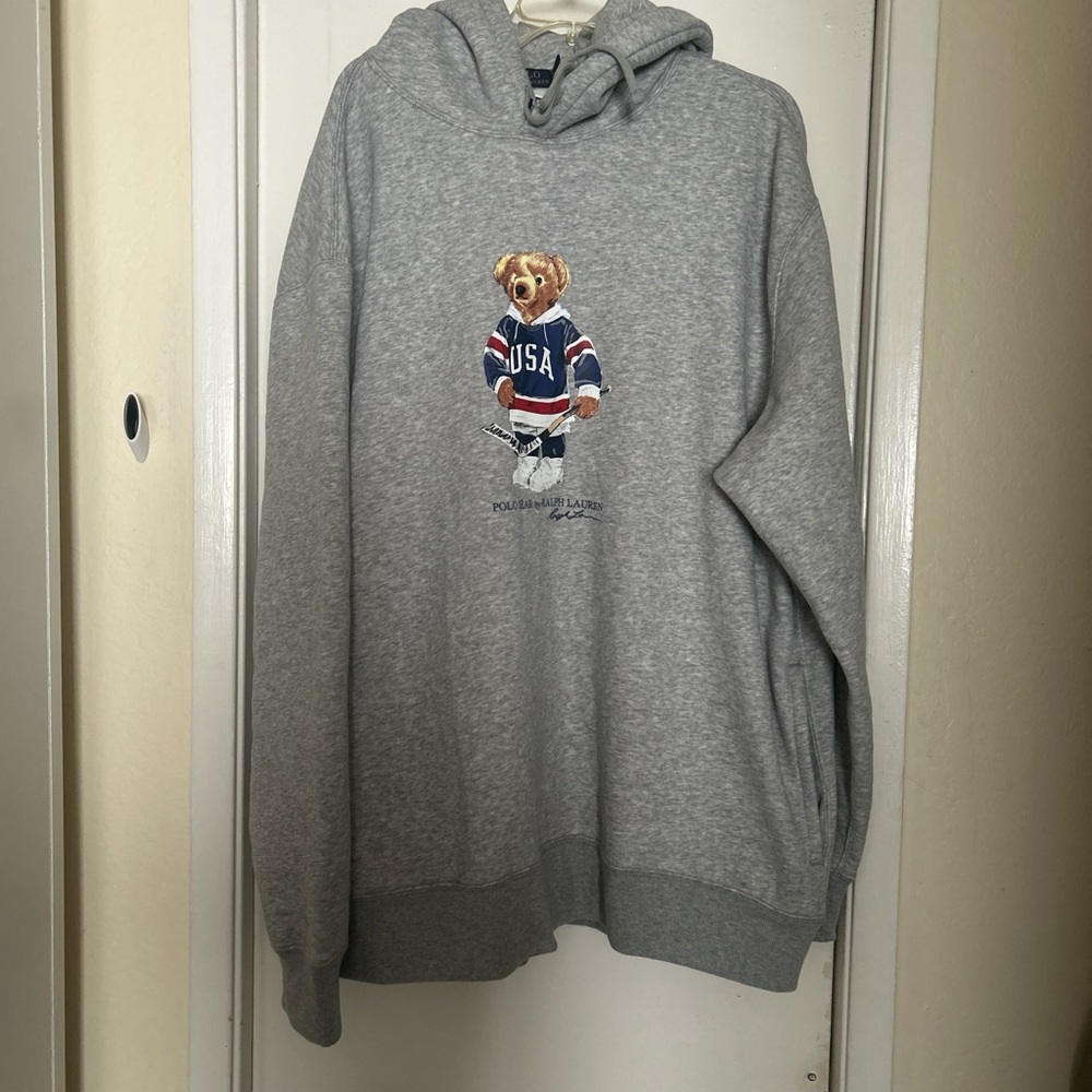 Polo by Ralph Lauren Gray USA Bear Hoodie